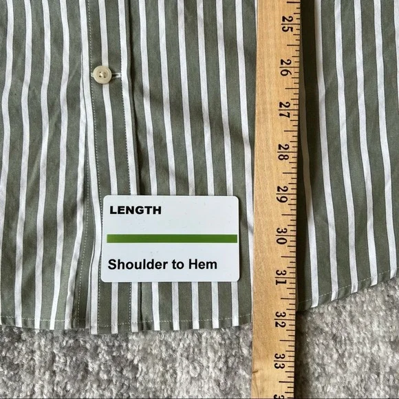 Eddie Bauer Dress Shirt Button Relaxed Fit Wrinkle FREE Green White Men TXL - Picture 5 of 6